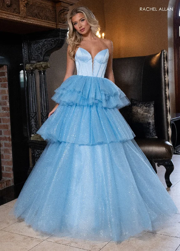 Party High Neck Evening Dress-Strapless Tiered Ball Gown by Rachel Allan 70876