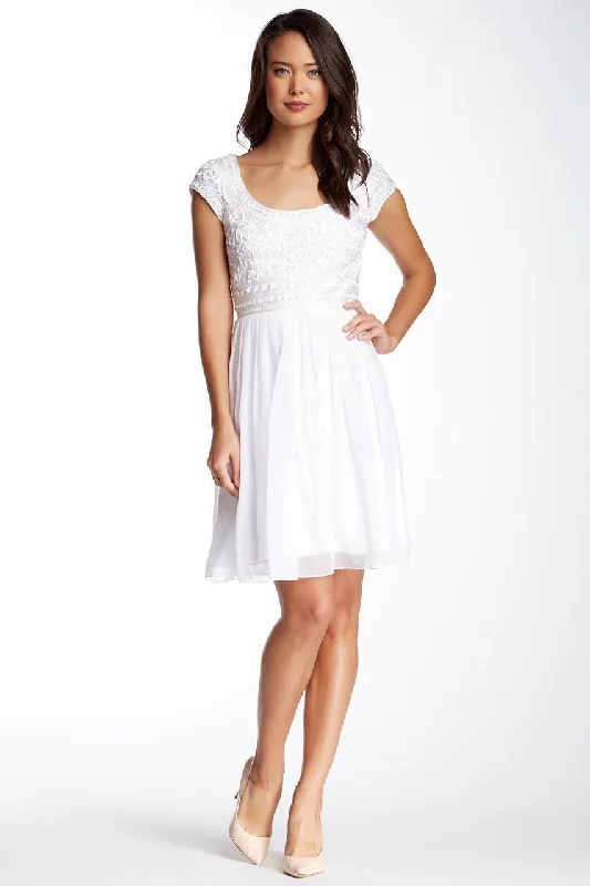 Formal Designer Cocktail Dress-Adrianna Papell - 41893570 Scoop Short Dress - 1 pc Ivory In Size 6 Available