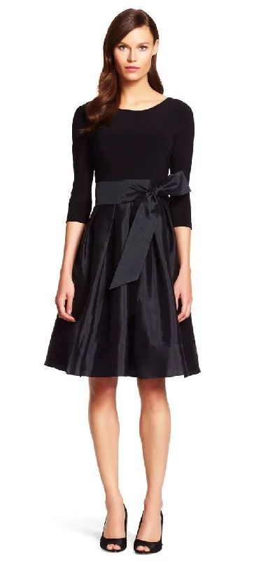 Formal V Neck Cocktail Dress-Adrianna Papell AP1D100283 Quarter Sleeve Bow Accent Cocktail Dress