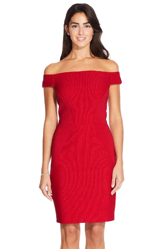 Short Cocktail Dress-Adrianna Papell - AP1D102854 Off Shoulder Fitted Cocktail Dress