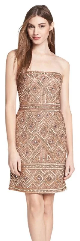 Leather Plus Size Cocktail Dress-Adrianna Papell - Embellished Straight Across Neck Dress 41881470