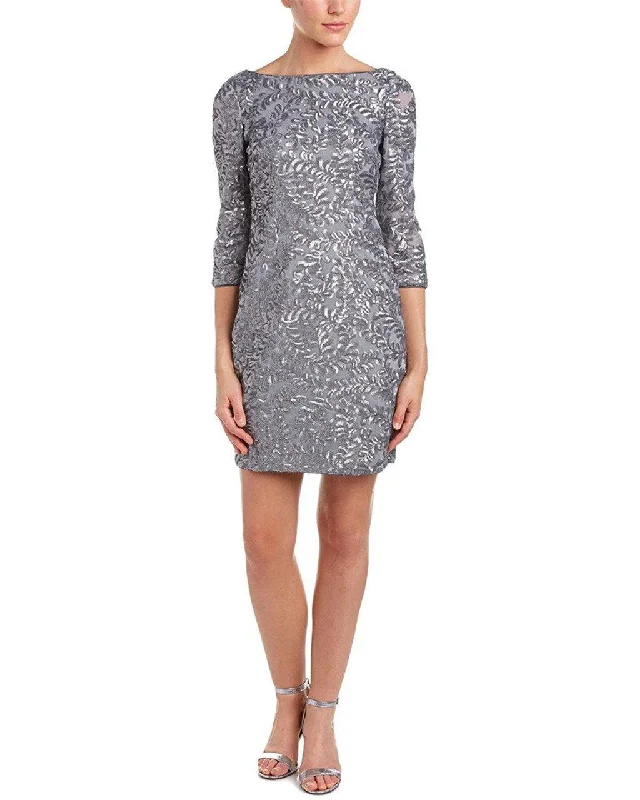 Sequin Ruffle Cocktail Dress-Aidan Mattox - Beaded Bateau Neck Dress 151A11810