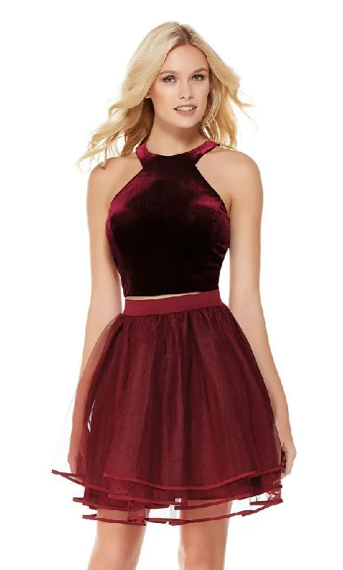 Petite Off Shoulder Cocktail Dress-Alyce Paris Two Piece Halter A-Line Cocktail Dress 3819