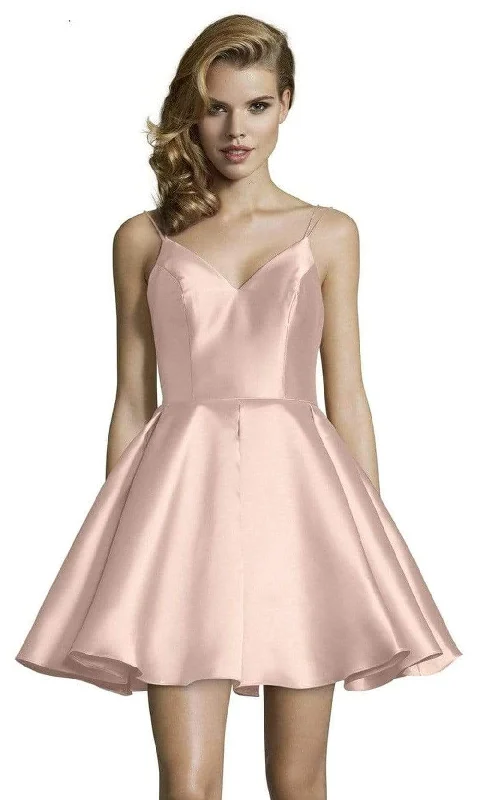 Vintage Sexy Cocktail Dress-Alyce Paris - 3764 Sleeveless V Neck Double Strapped Fit and Flare Cocktail Dress - 2 pcs French Pink in sizes 4 and 14 Available