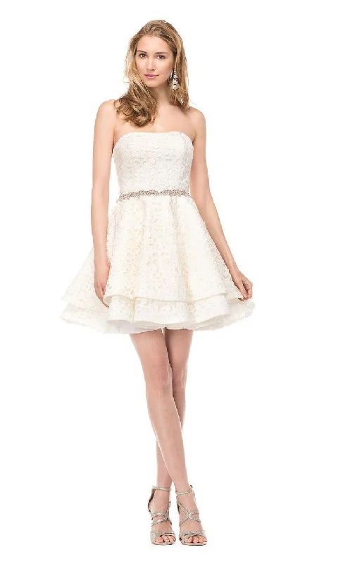 Colors Dress 1512 Strapless Layered Lace Cocktail Dress