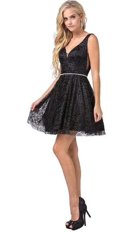 Dancing Queen - 3103 Glitter Mesh Fit and Flare Cocktail Dress