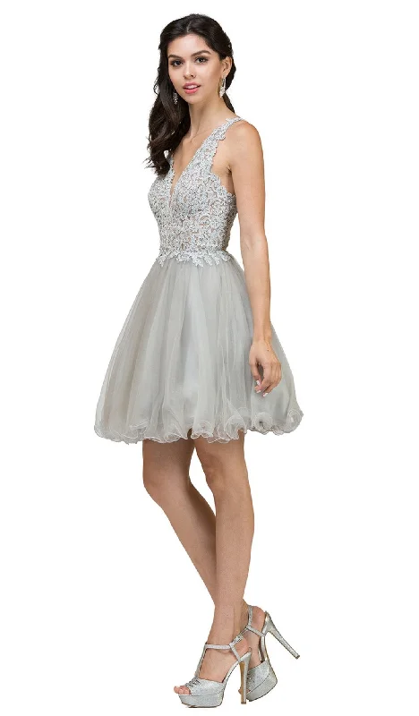 Dancing Queen - Lace Rhinestone Embellished Cocktail Dress 2054