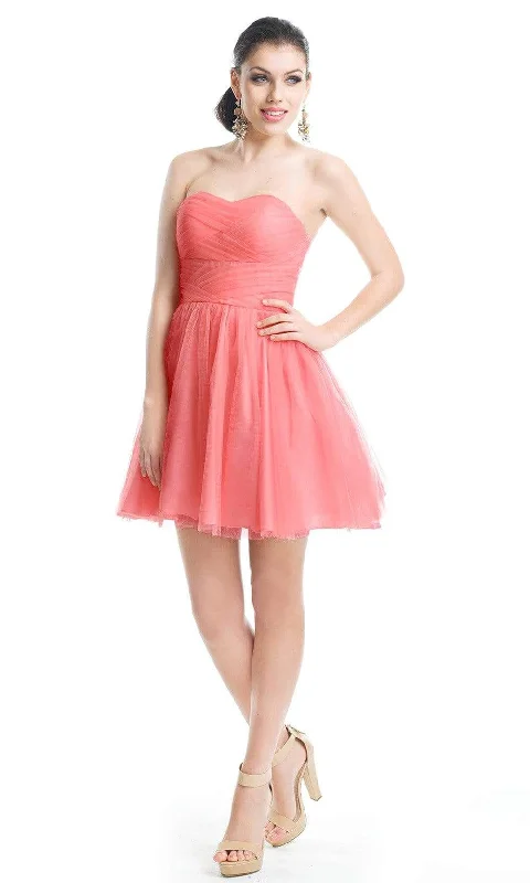 Tie Dye Trendy Cocktail Dress-J'Adore Dresses - J5081 Ruched Bodice Fit and Flare Tulle Dress