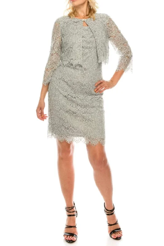 Designer Maxi Cocktail Dress-Jessica Howard - JH8M5167 Two Piece Lace Fitted Dress With Jacket