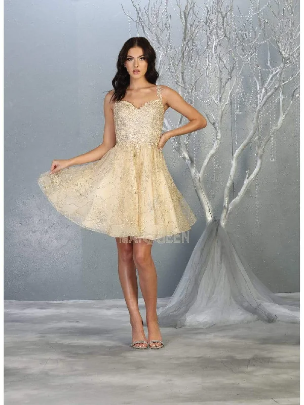 Wedding Trendy Cocktail Dress-May Queen - MQ1753 Appliqued Sweetheart Cocktail Dress