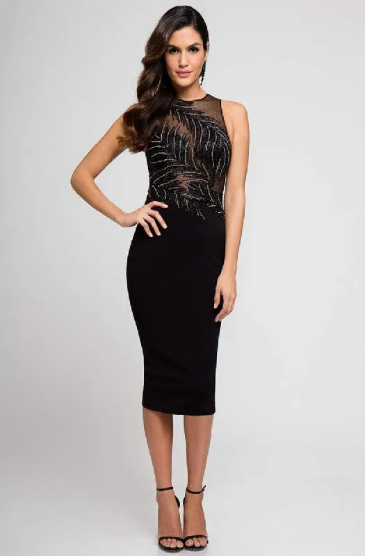 Terani Couture - Sleeveless Sheered Cocktail Dress 1722C4052 - 1 pc Black In Size 4 Available