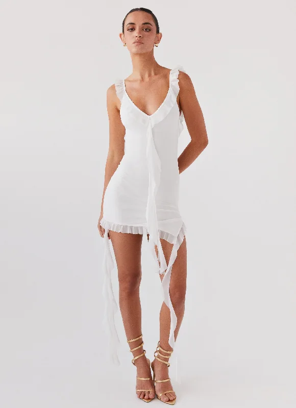 Chiffon Beach Mini Dresses-Heaven Knows Frill Mini Dress - White