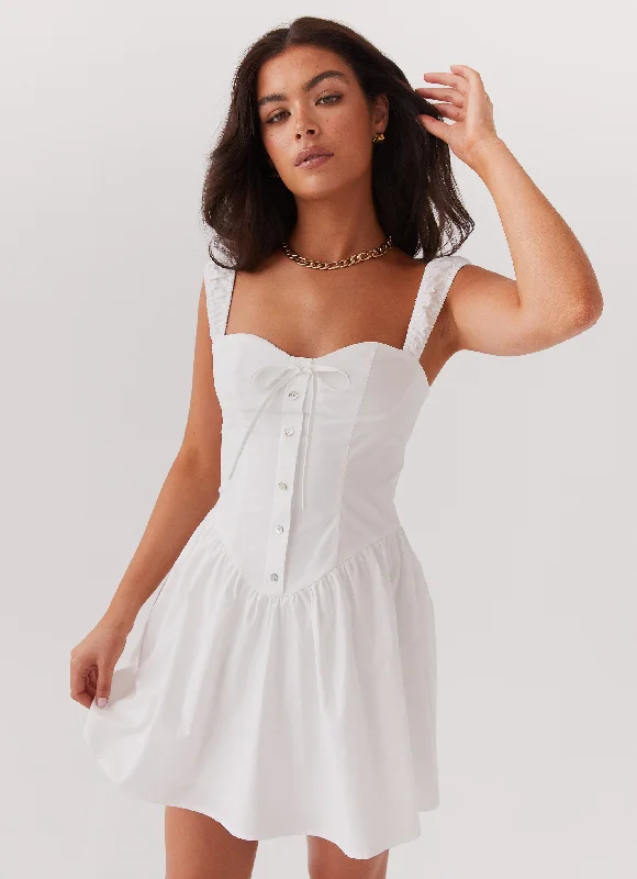 Halter Date Mini Dresses-Rebel Heart Corset Dress - White